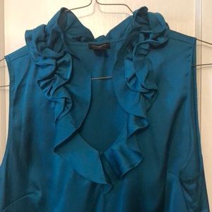 Teal Ann Taylor Ruffled Sleeveless Blouse 16